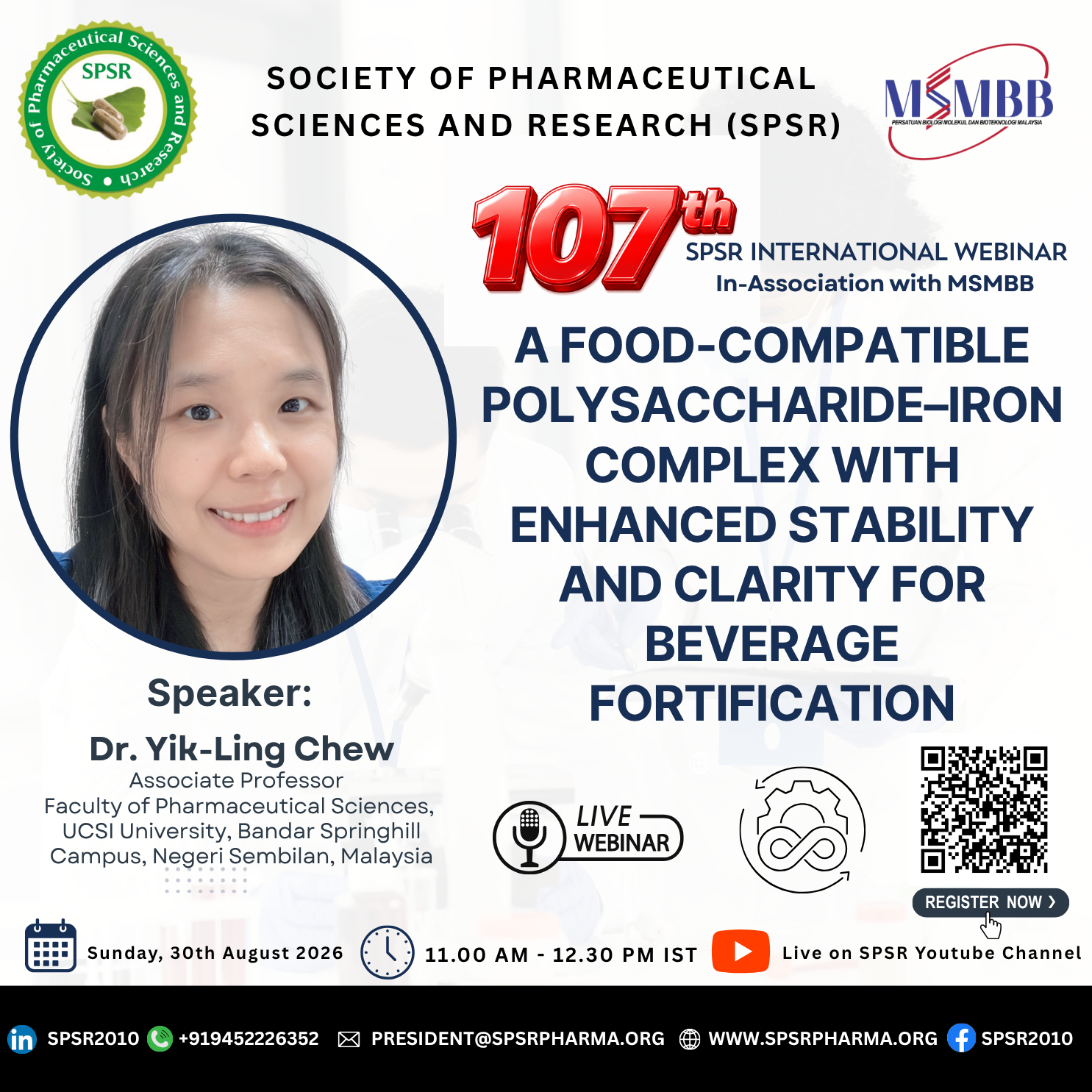 107th SPSR International Webinar on ‘A Food-Compatible Polysaccharide–Iron Complex with Enhanced Stability and Clarity for Beverage Fortification'